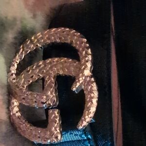 Gucci Gold Textured Logo Belt